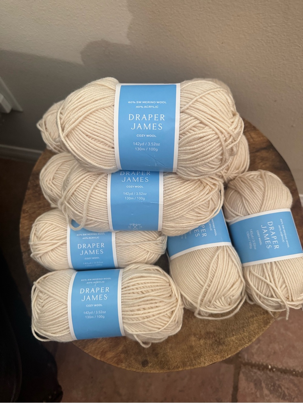 10 skeins Draper James Cozy Wool Yarn Skeins in Cream